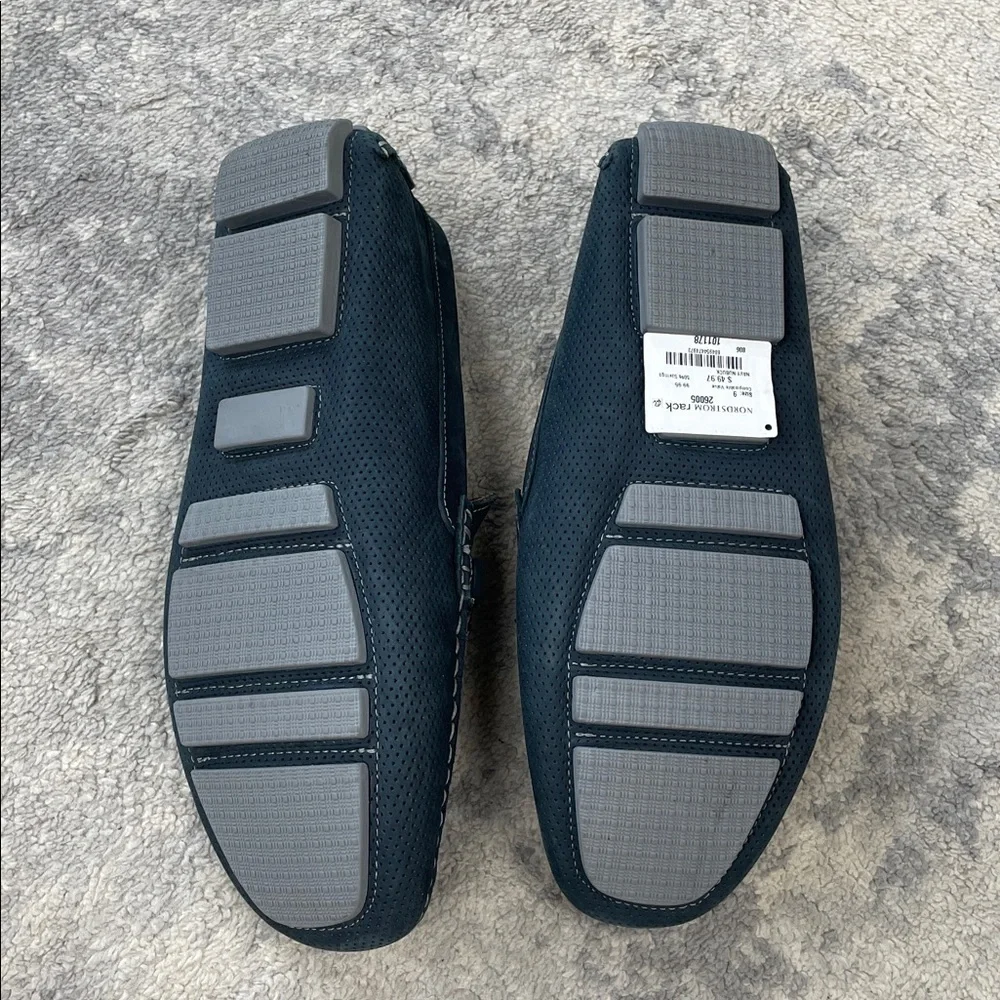 New Winthrop Naples Horsebit Loafer Leather Perforated Navy Blue Sz 9